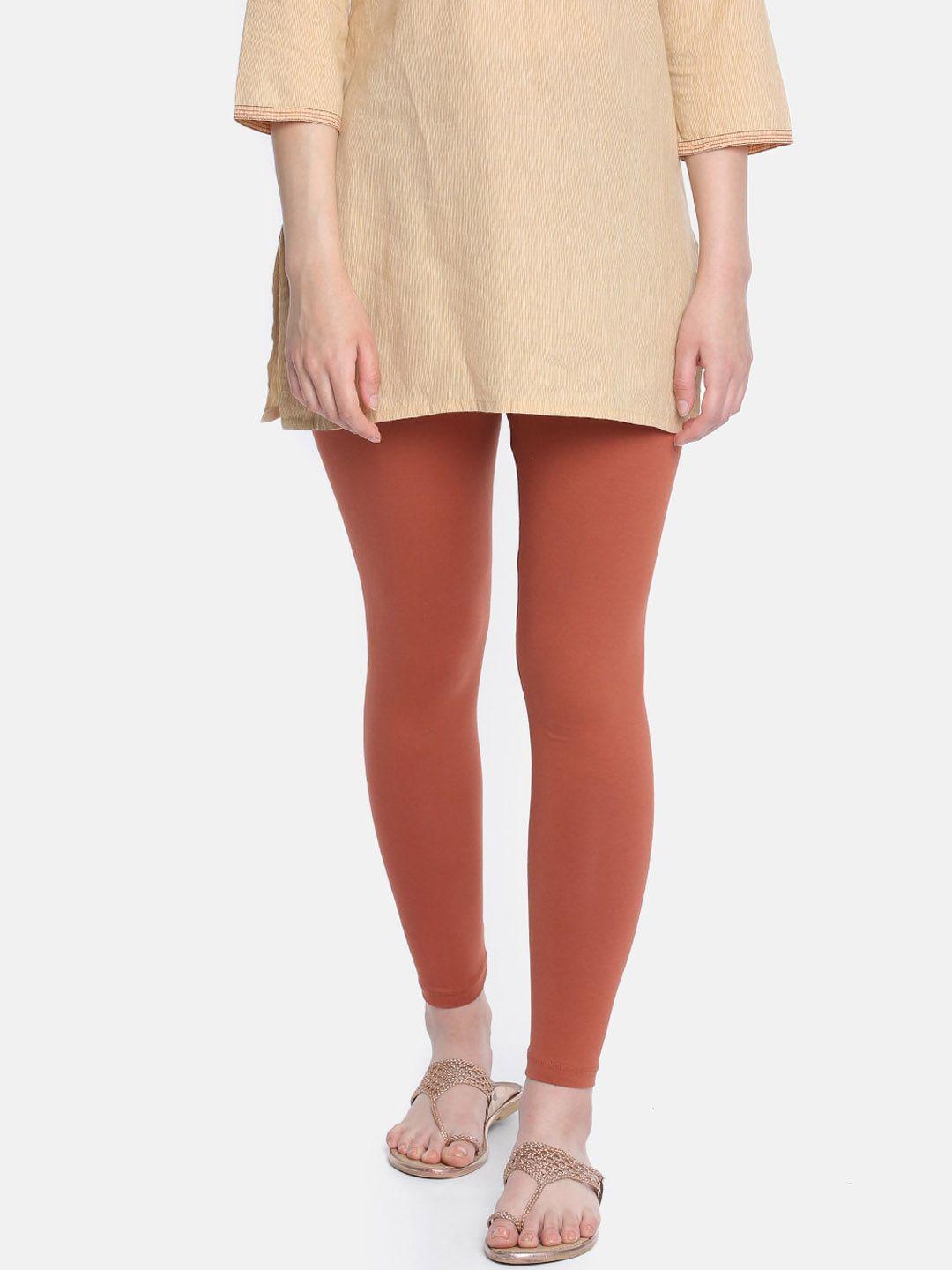 dollar missy women brown solid ankle-length leggings