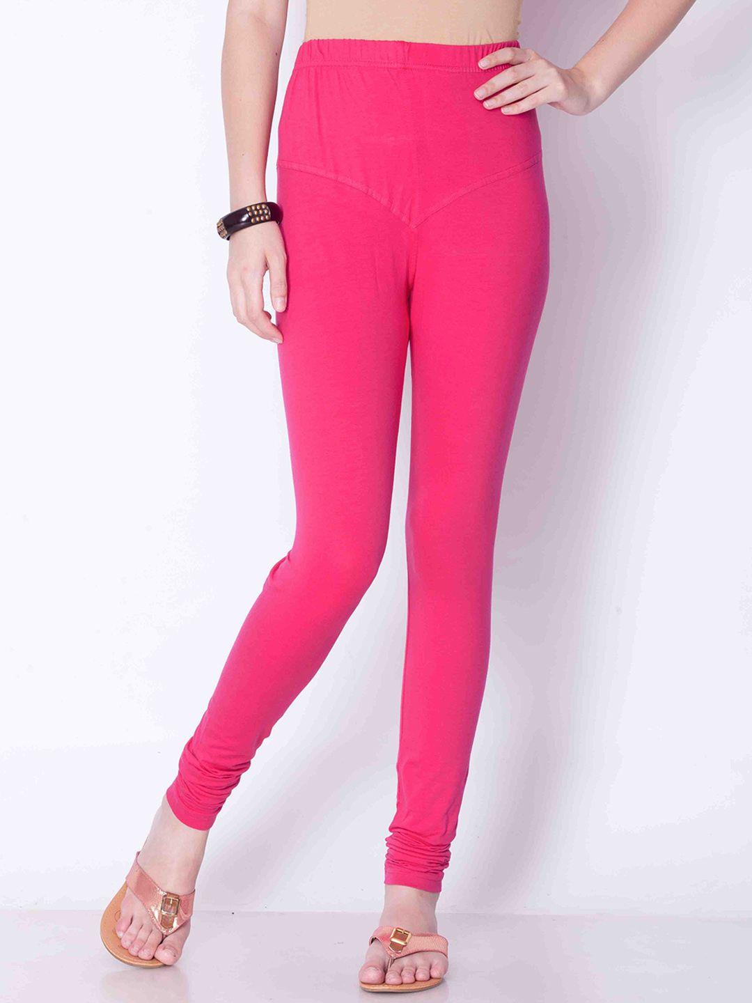 dollar missy women fuchsia solid cotton ankle-length leggings