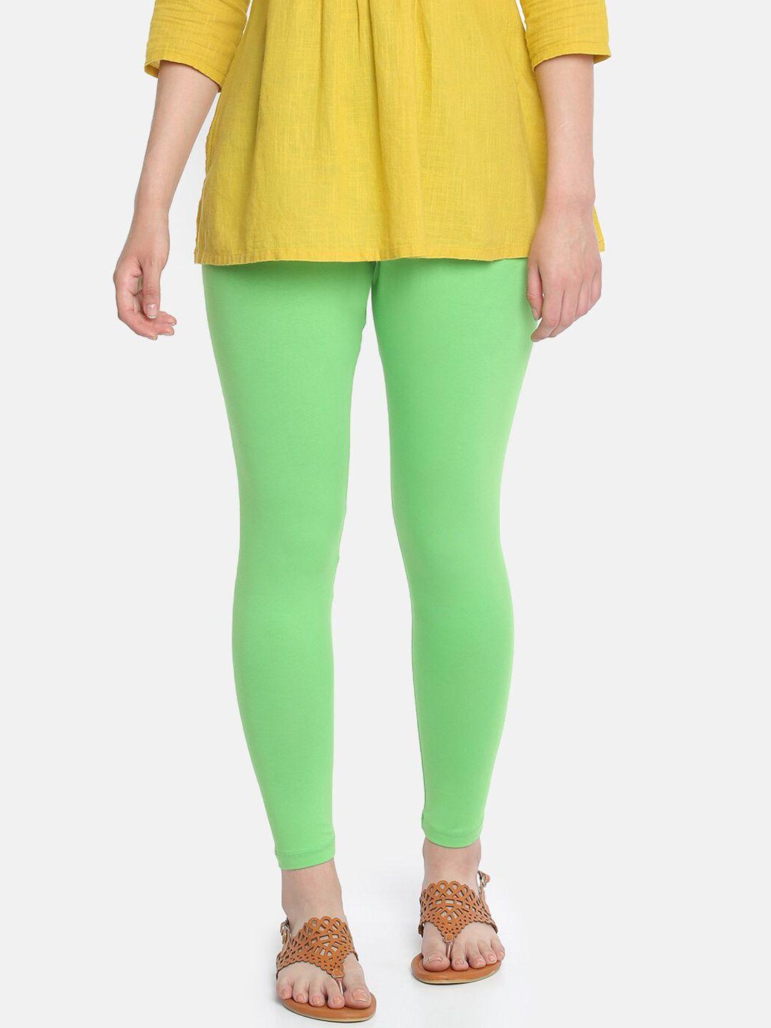 dollar missy women green cotton slim fit ankle length leggings