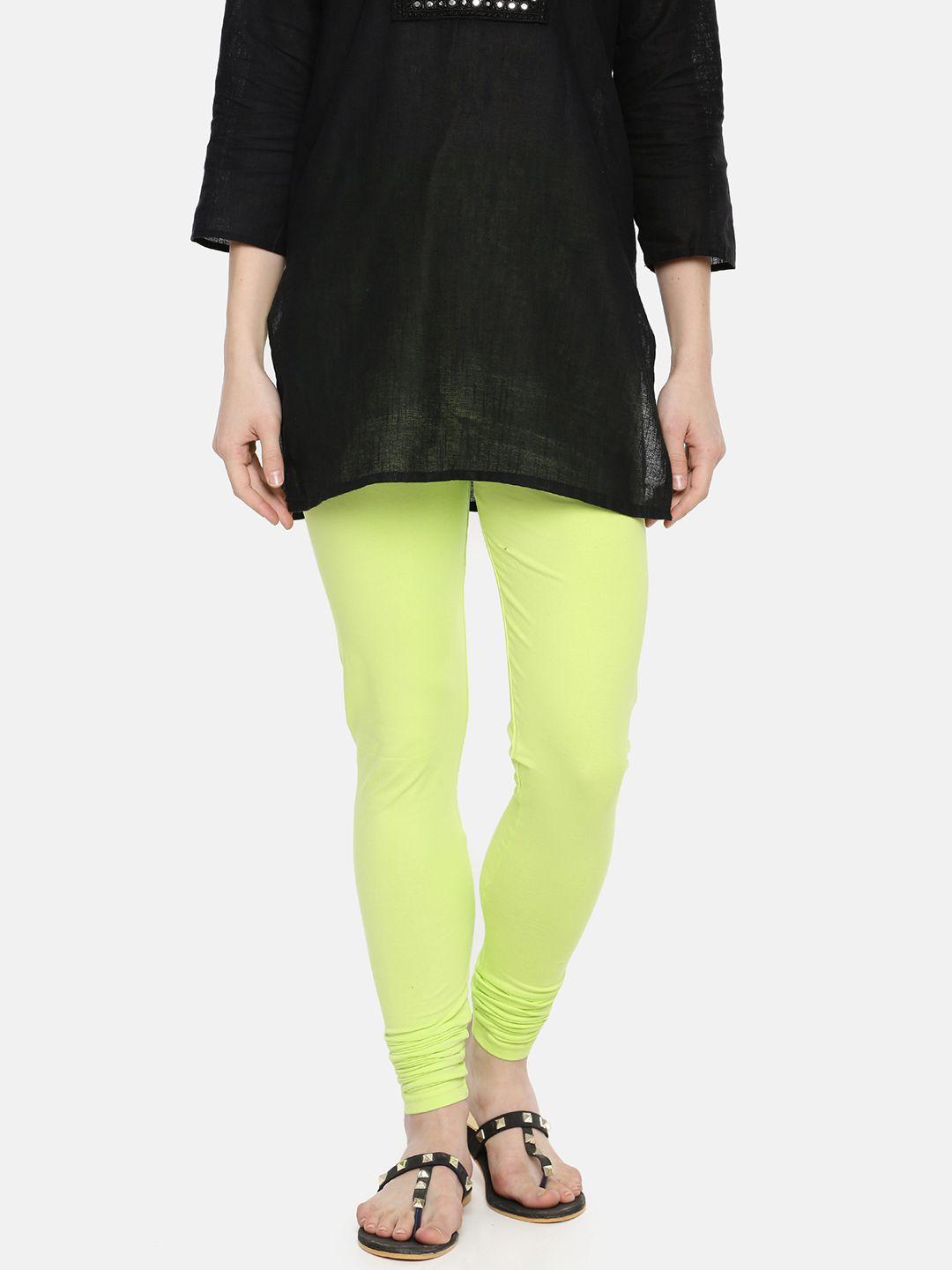 dollar missy women lime green solid churidar length leggings