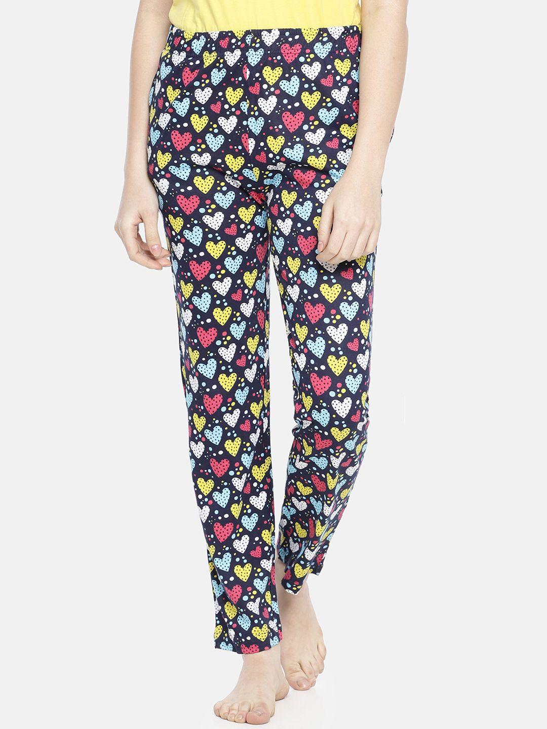 dollar missy women navy blue & pink printed lounge pants