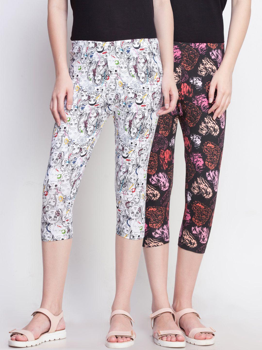 dollar missy women pack of 2 printed slim fit capris