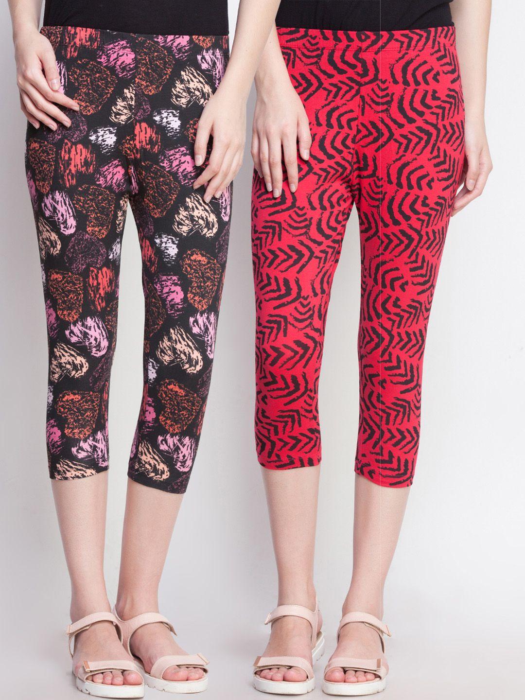 dollar missy women pack of 2 printed slim fit capris