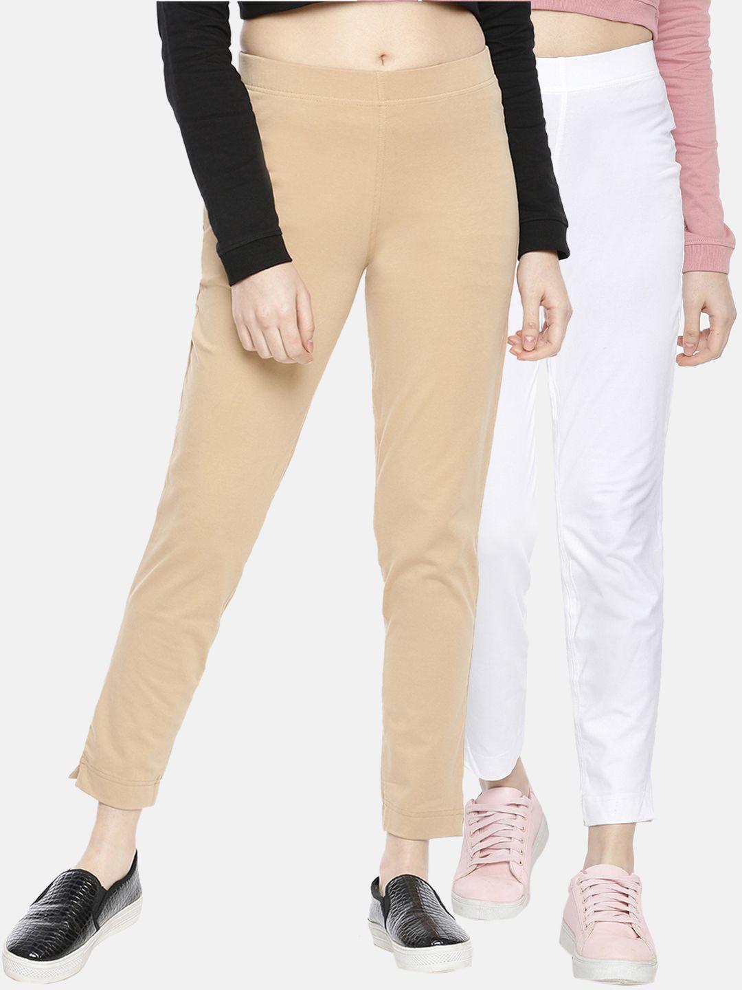 dollar missy women pack of 2 trousers smart straight fit solid regular trousers