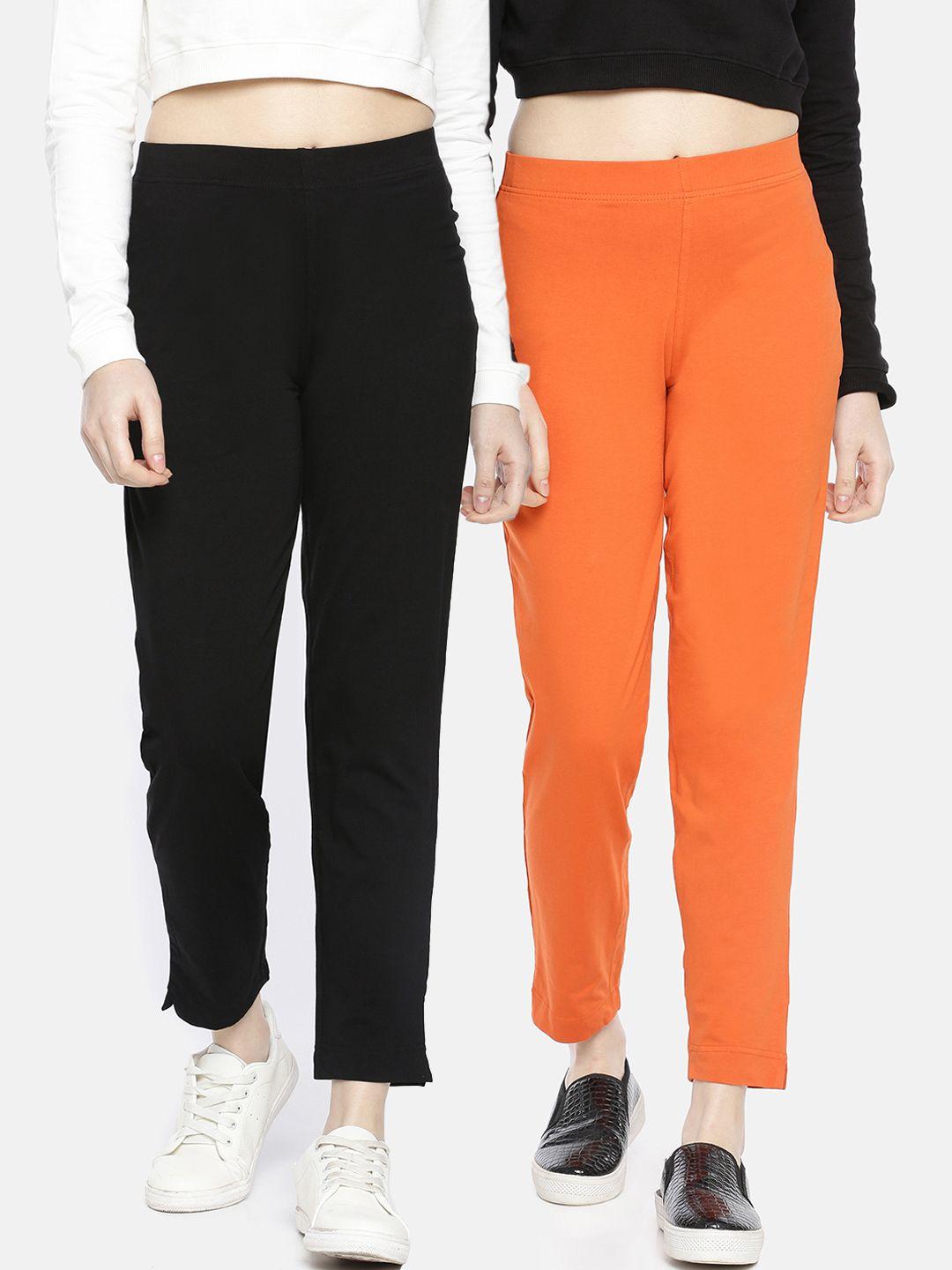 dollar missy women pack of 2 trousers smart straight fit solid regular trousers