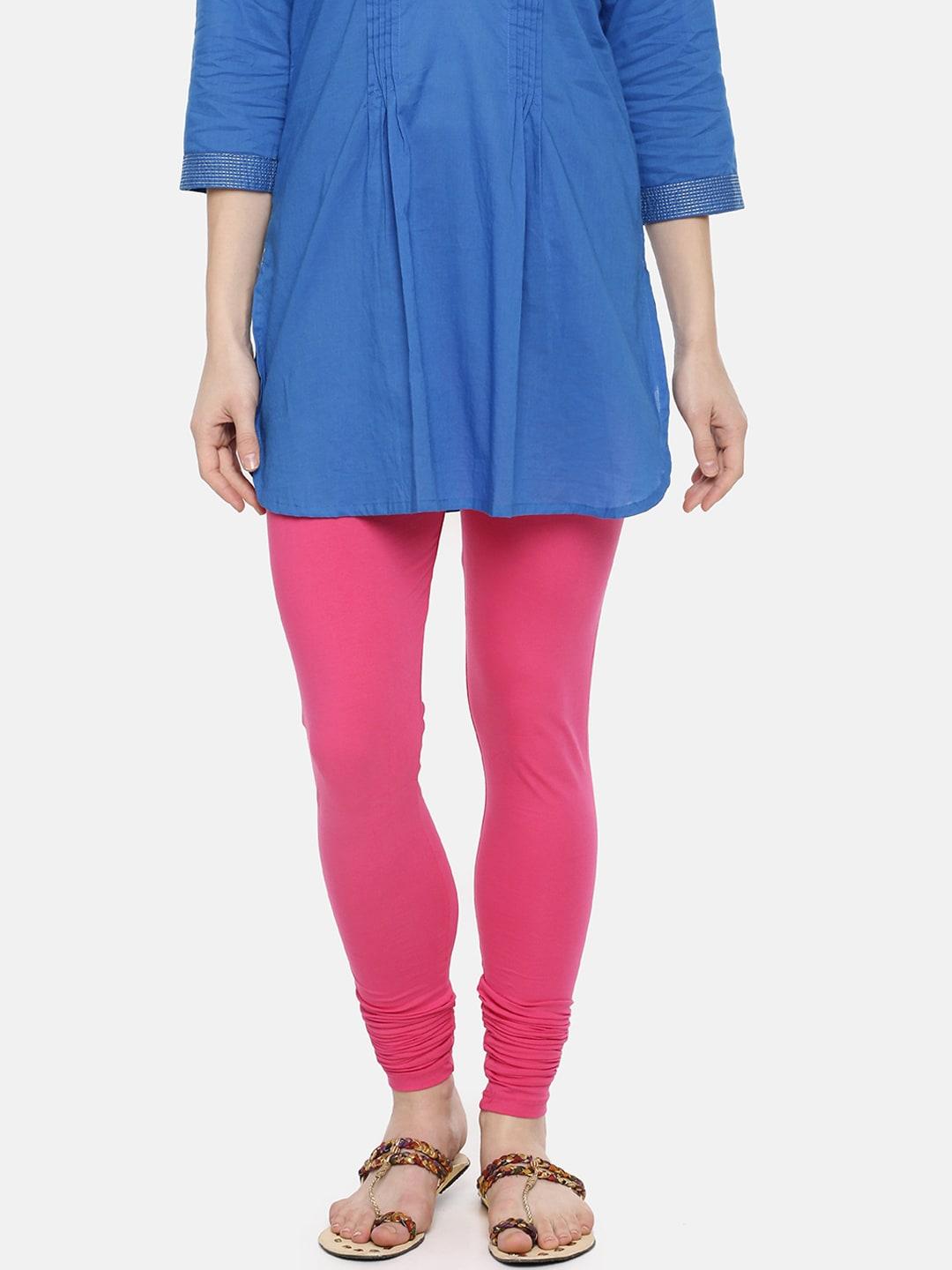 dollar missy women pink solid churidar length  leggings
