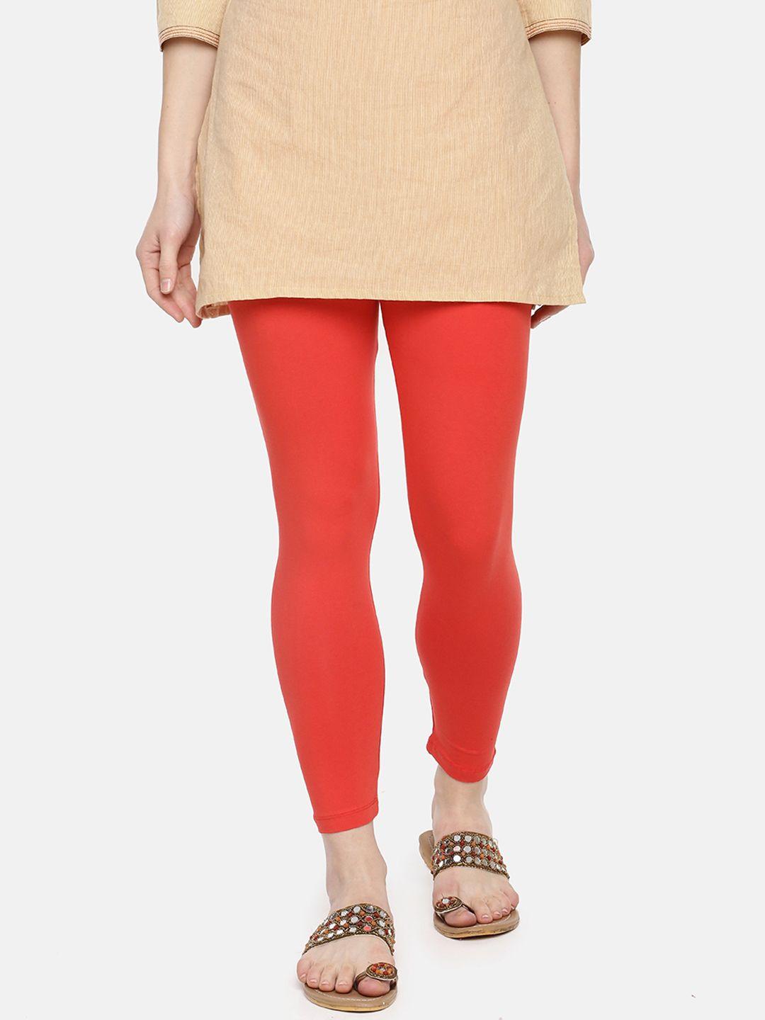 dollar missy women red solid ankle length leggings
