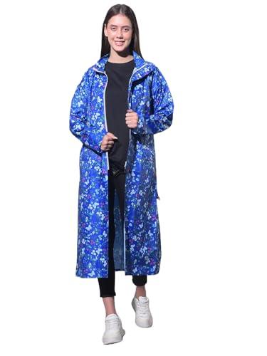 dollar rainguard women's full sleeve floral printed long raincoat with adjustable hood and pocket (8909141050986_mdpr-102-p-blue-po1-s24_l)