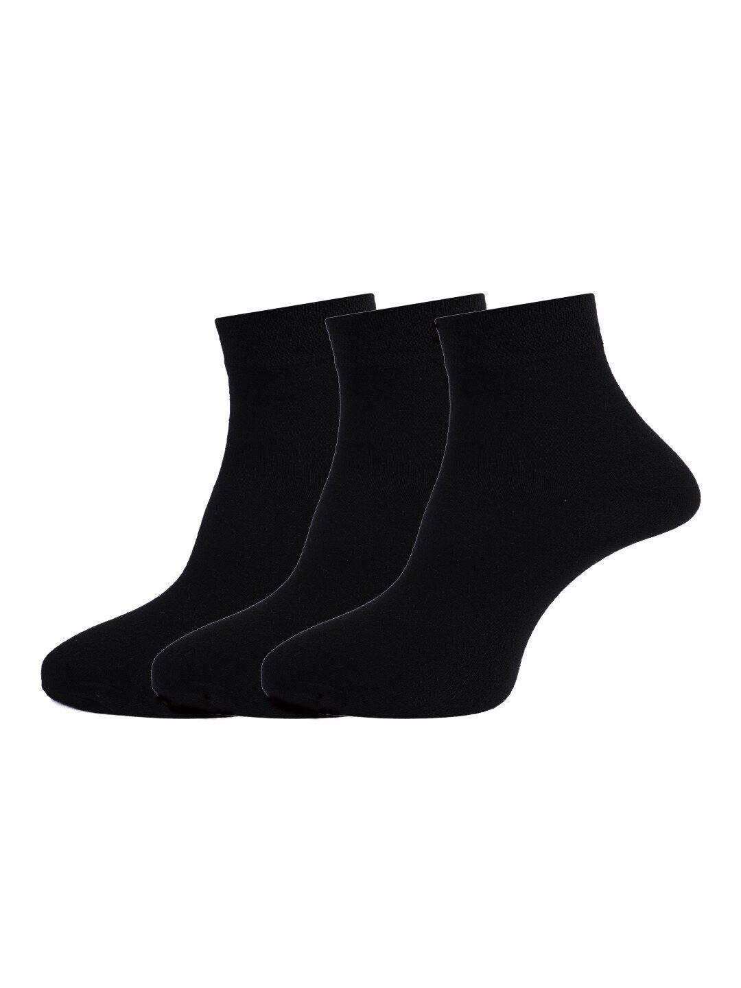 dollar socks men pack of 3 black solid cotton ankle length socks