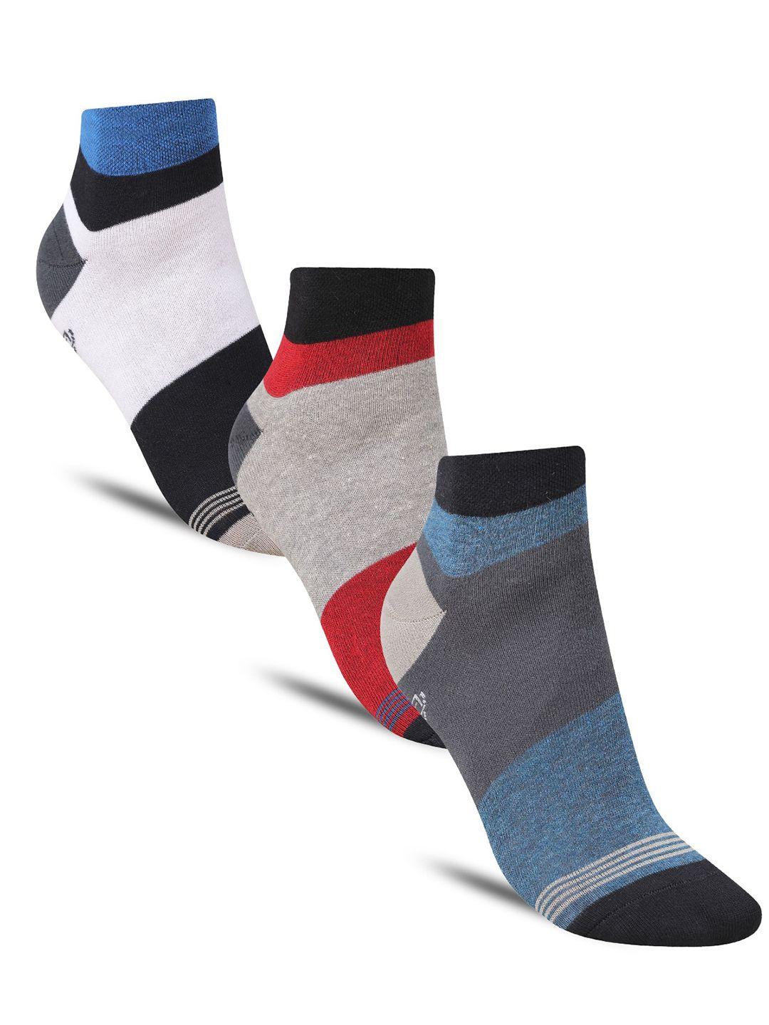 dollar socks men pack of 3 colourblocked cotton ankle-length socks