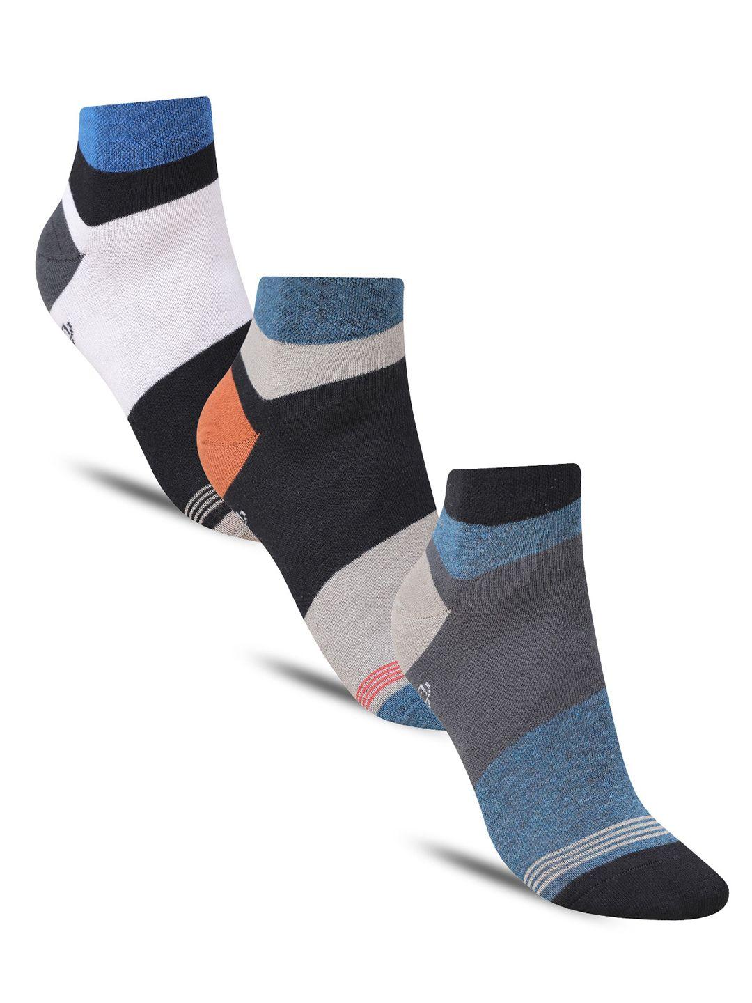 dollar socks men pack of 3 colourblocked cotton ankle-length socks