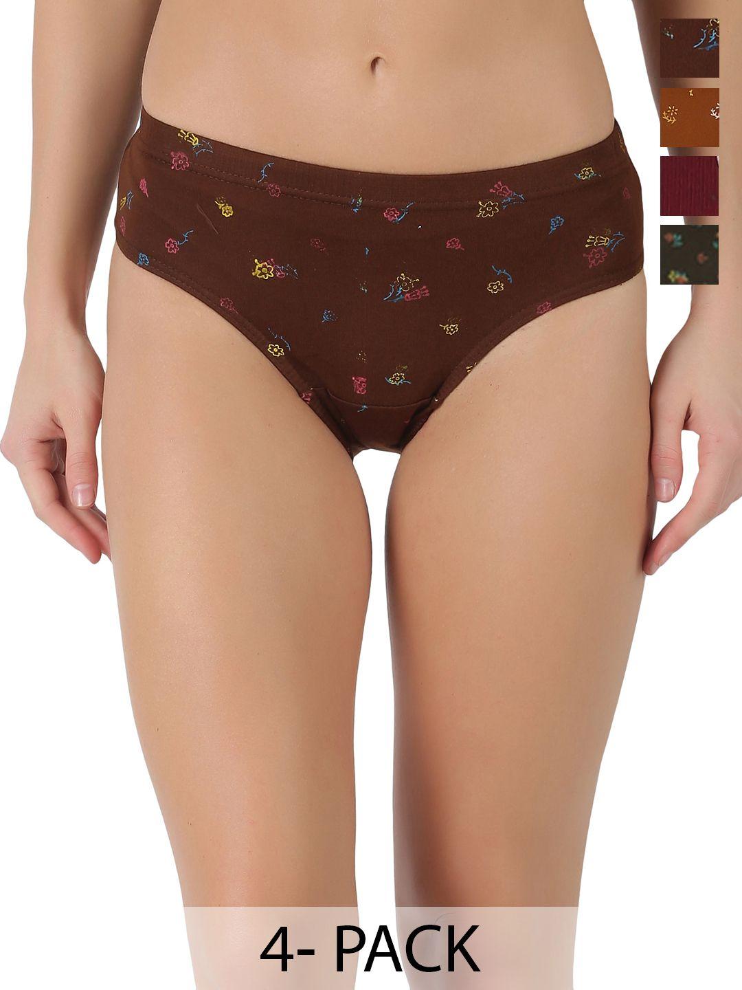 dollar women pack of 4 printed pure cotton hipster briefs  mlhpt-01p-po4-asst1