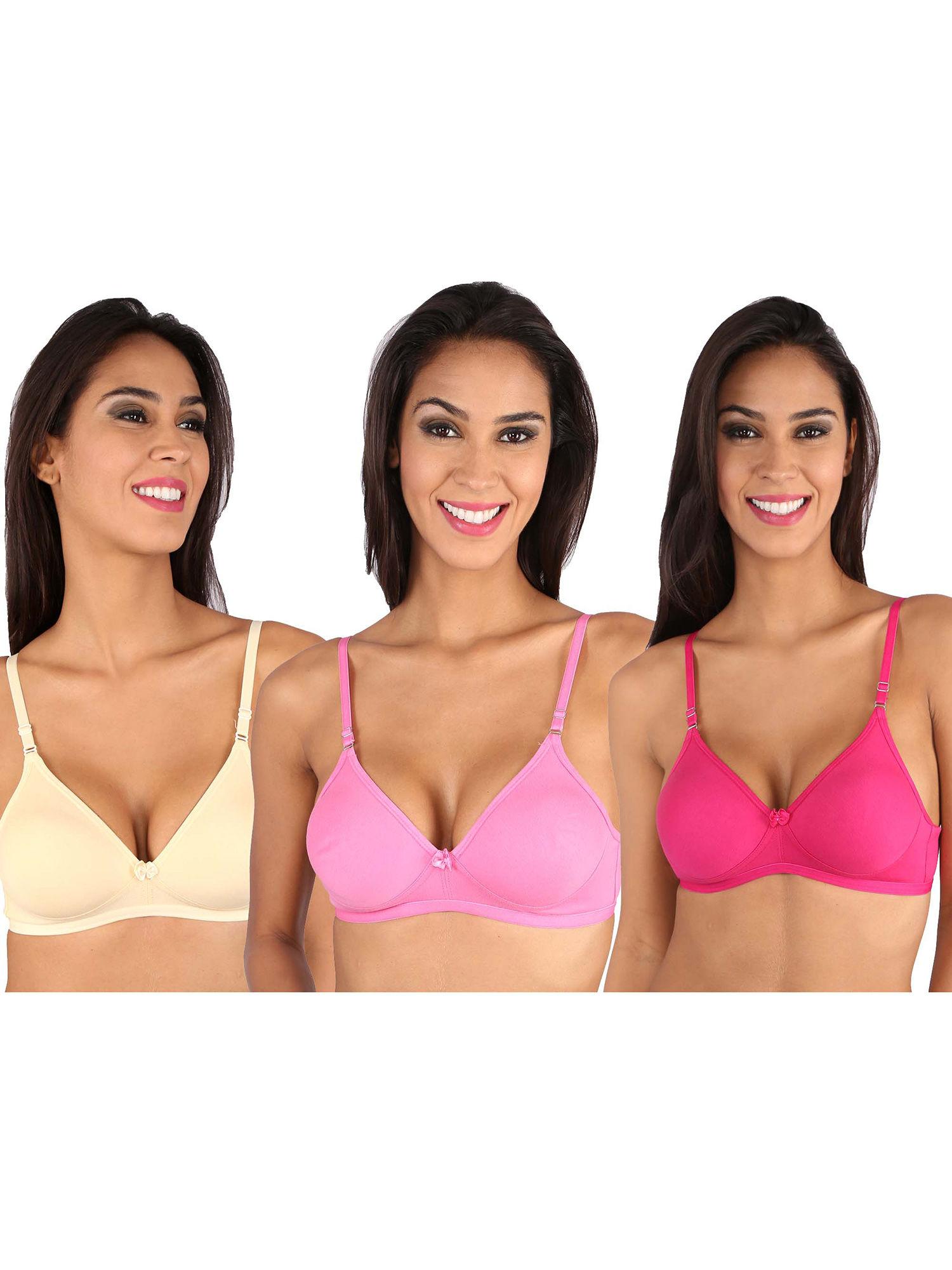 dolly t-shirt bra skin-pink-rani set of 3