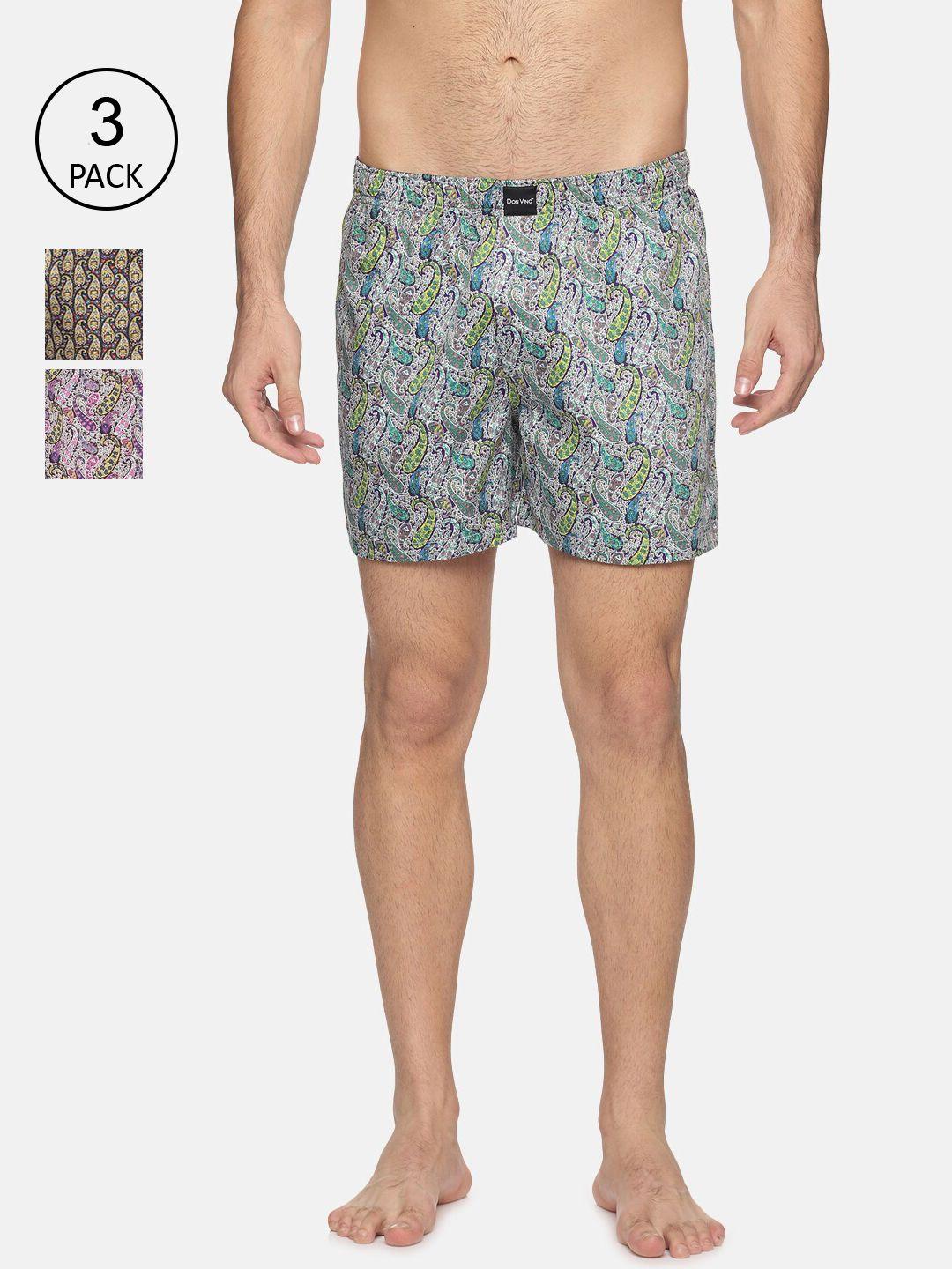 don vino men assorted floral pack of 3 printed outdoor cotton shorts
