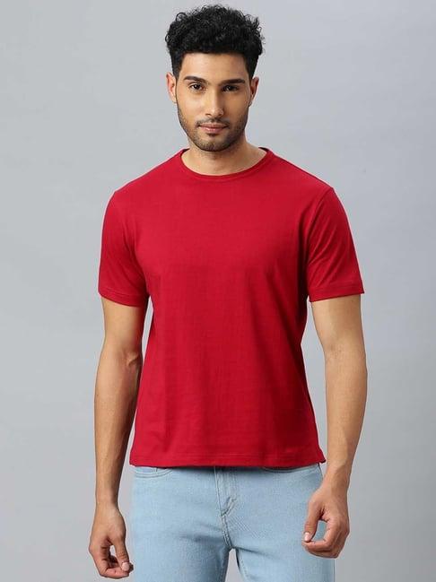 don vino cherry red regular fit crew t-shirt