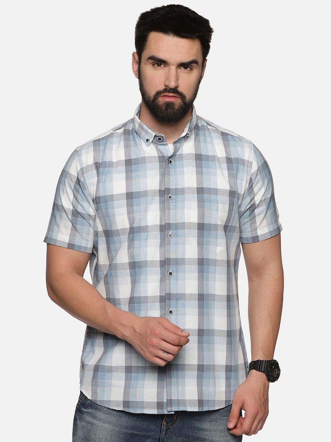 don vino classic checked button down collar casual shirt