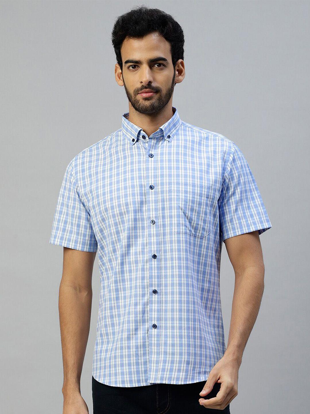 don vino comfort grid tattersall checked short sleeves casual shirt