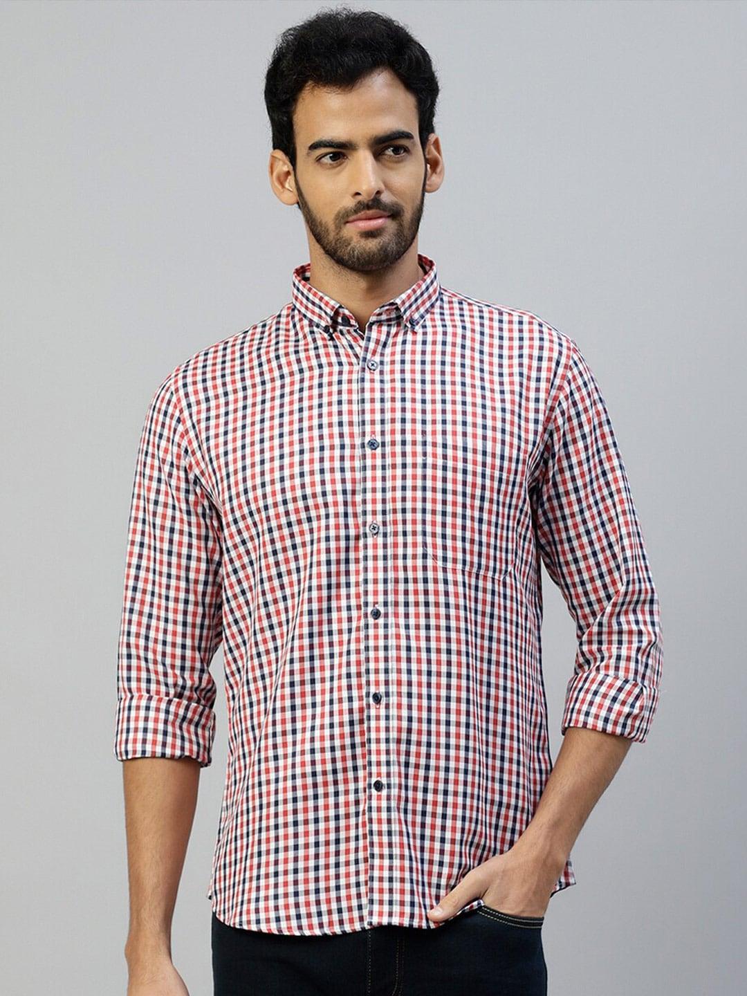 don vino comfort slim fit gingham checked cotton casual shirt