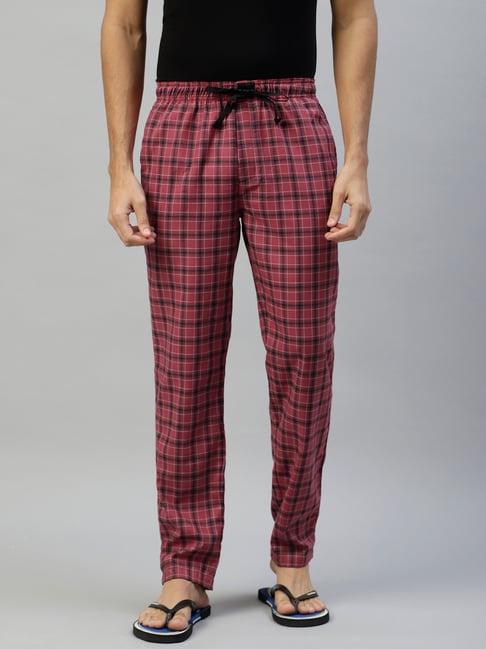 don vino dark pink regular fit check lounge pants