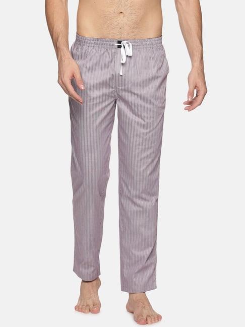 don vino grey regular fit striped lounge pants