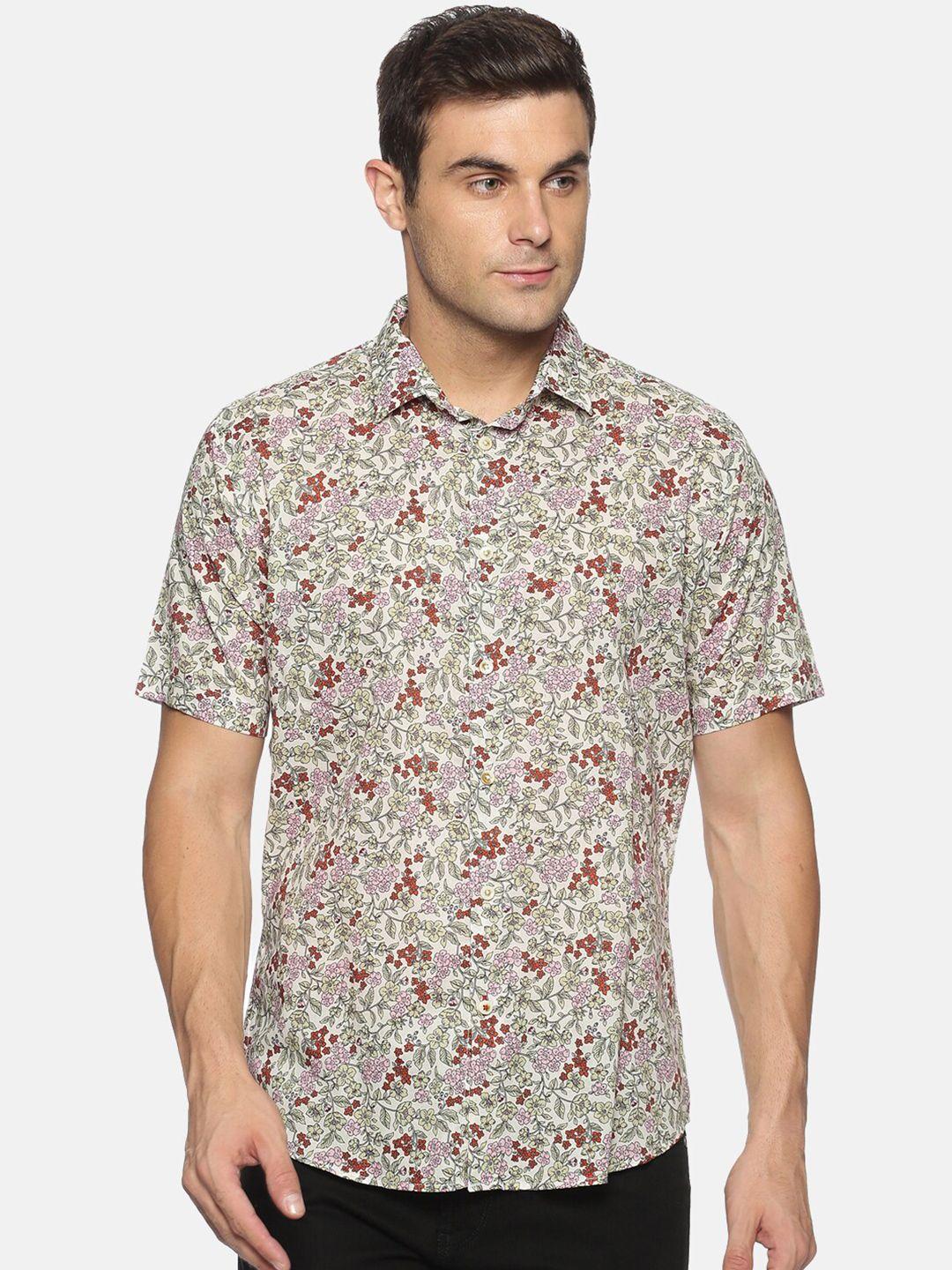 don vino men beige relaxed floral printed party shirt