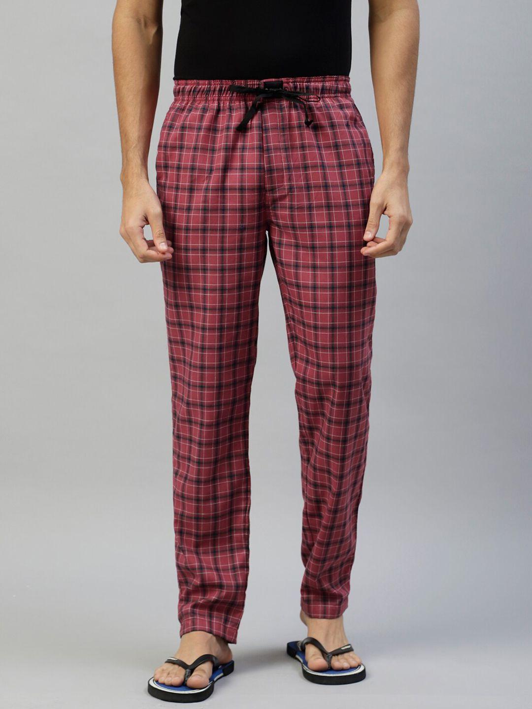 don vino men checked cotton lounge pant