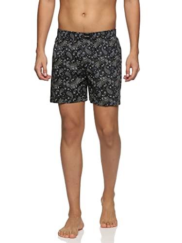 don vino men inseam 5" black floral printed cotton boxer size: l | shorts with pockets and elastic waistband