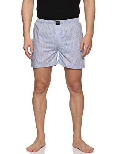 don vino men inseam 5" blue strip printed cotton boxer size: l | men's shorts with pockets and elastic waistband