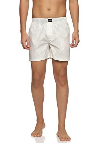 don vino men inseam 5" cream printed cotton boxer size: s | men's shorts with pockets and elastic waistband