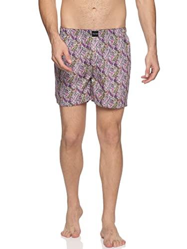 don vino men inseam 5" purple printed cotton boxer size: l | shorts with pockets and elastic waistband