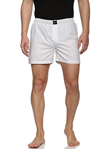 don vino men inseam 5" white printed cotton boxer size: l | men's shorts with pockets and elastic waistband