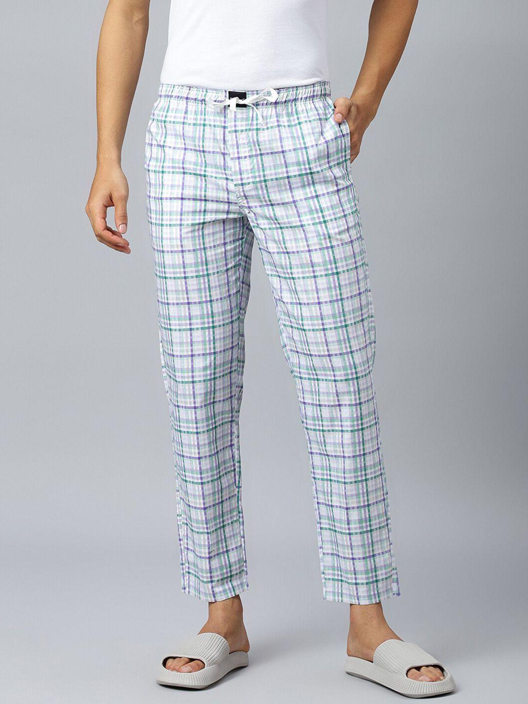 don vino men mid-rise checked cotton lounge pant