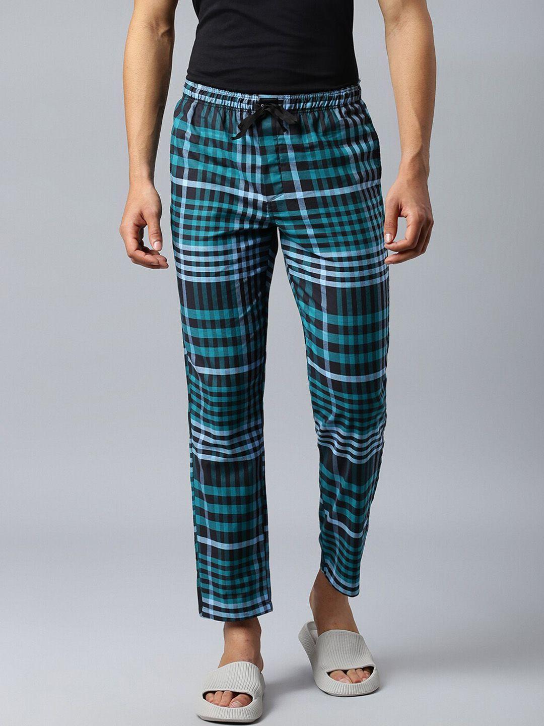 don vino men mid-rise checked cotton lounge pant