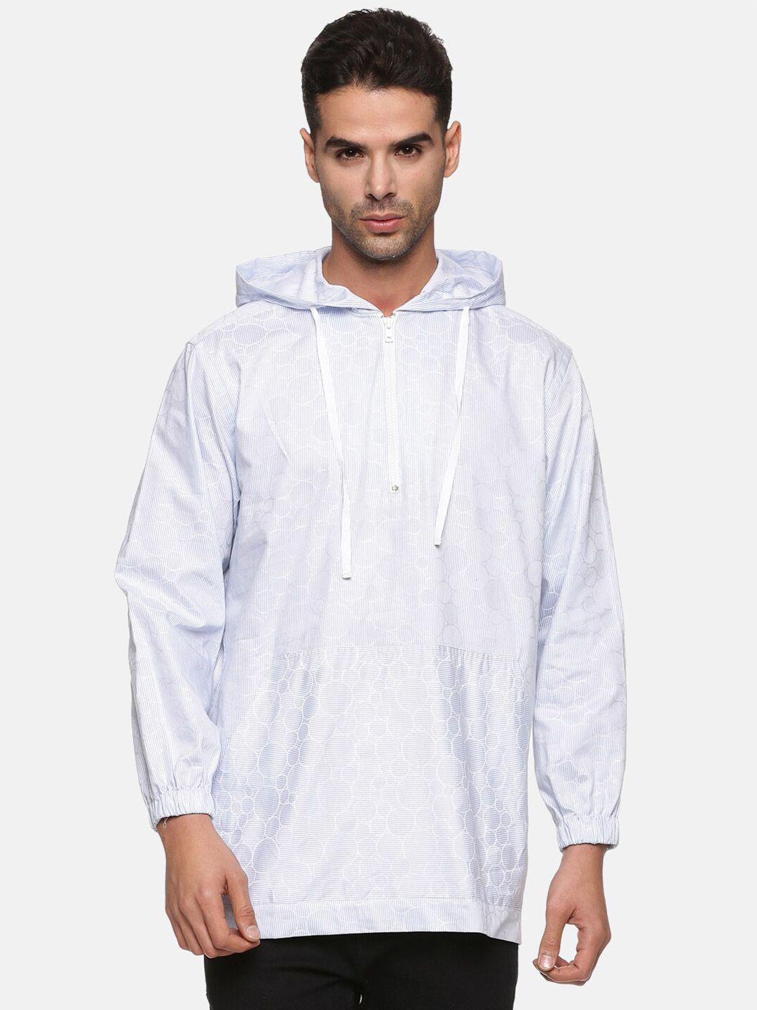 don vino men white printed cotton hooded sweatshirt