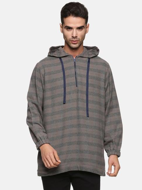 don vino multicolor regular fit check hooded sweatshirt