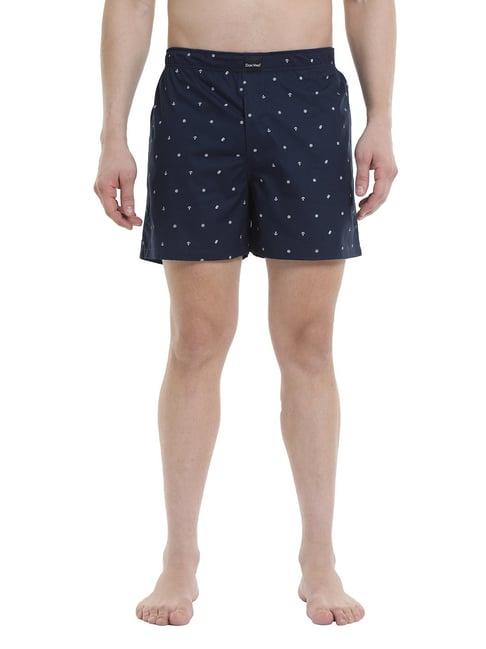 don vino navy regular fit printed boxer shorts