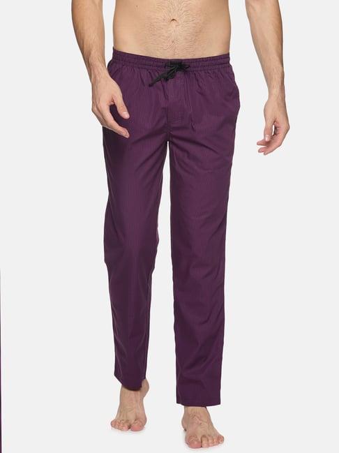 don vino purple regular fit check lounge pants