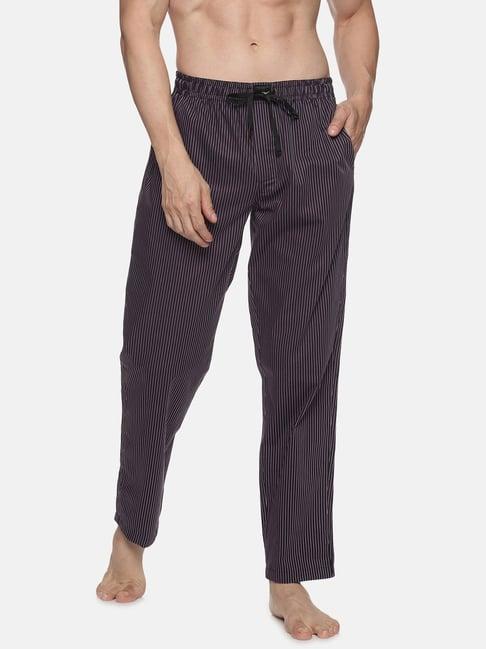 don vino purple regular fit striped lounge pants