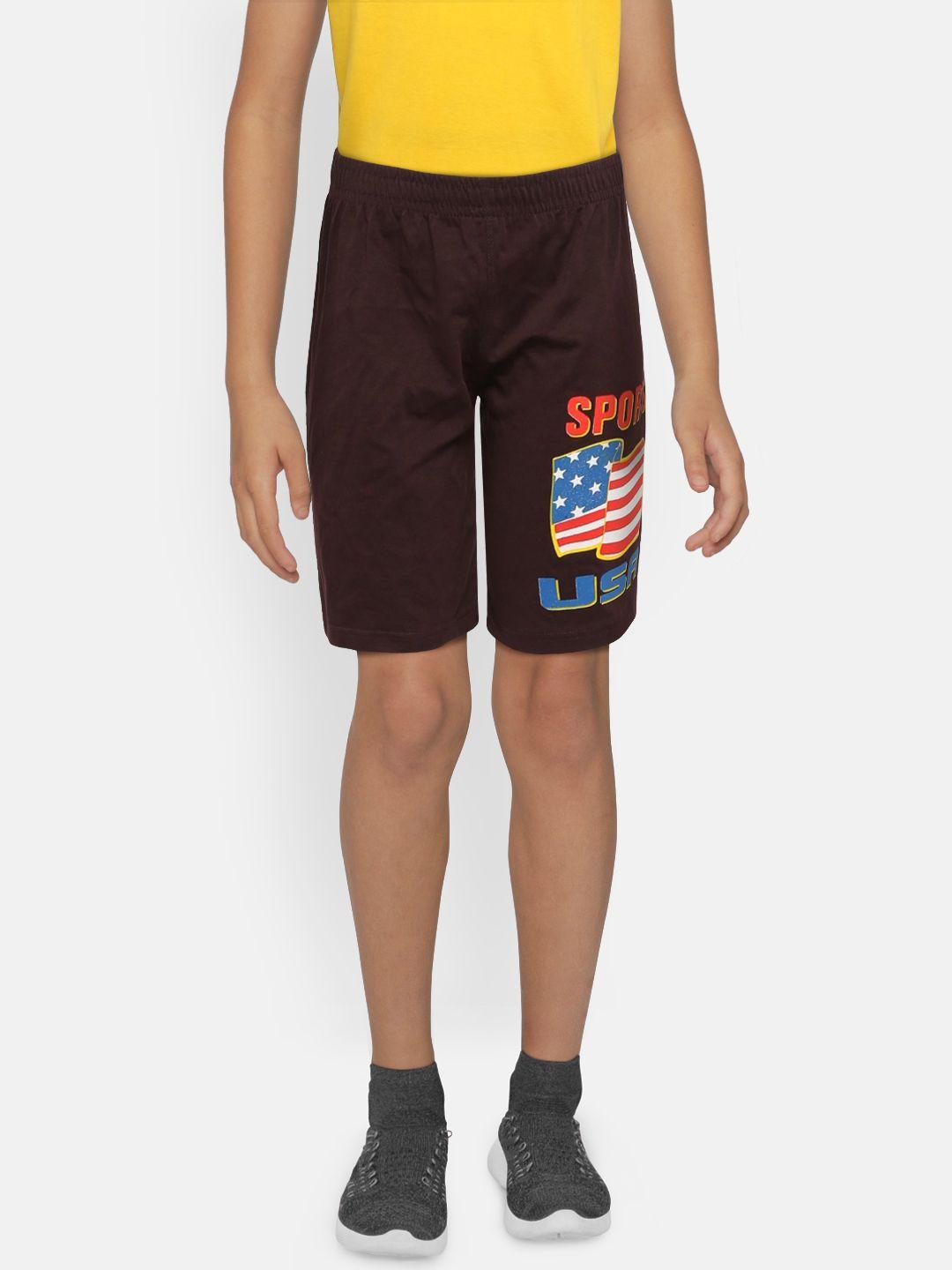 dongli boys brown printed regular fit regular shorts