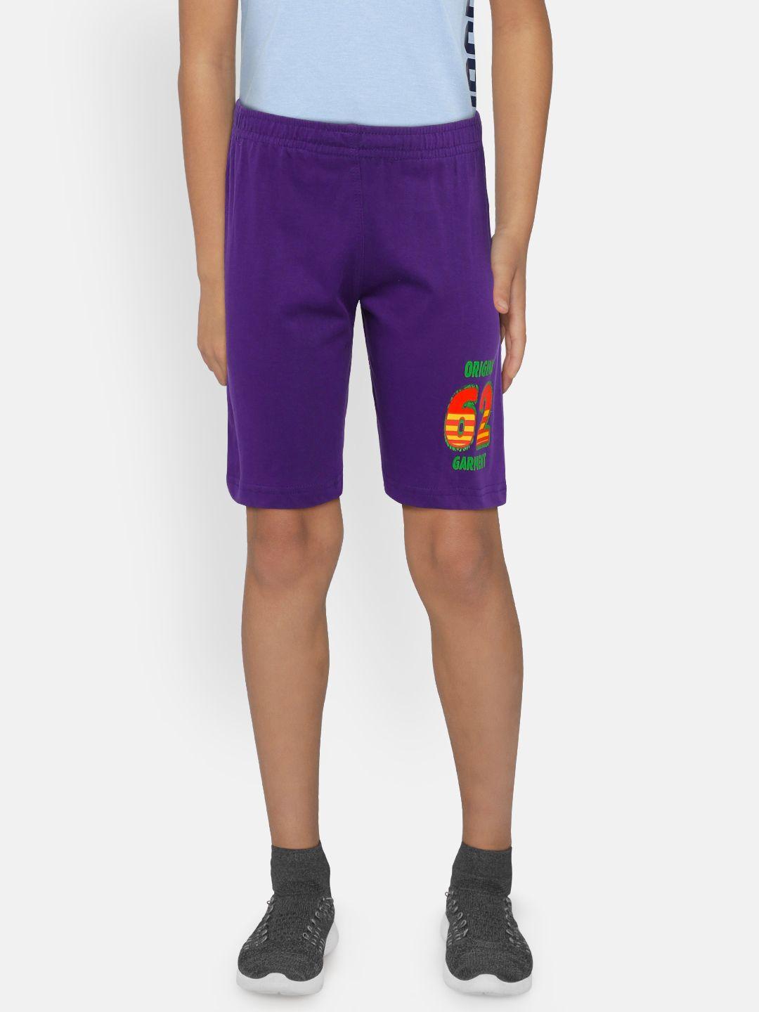 dongli boys purple printed regular fit shorts