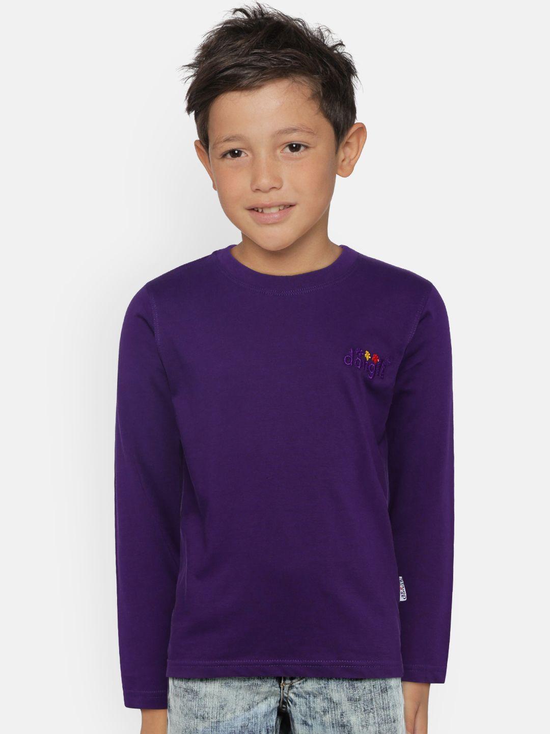 dongli boys purple solid round neck t-shirt