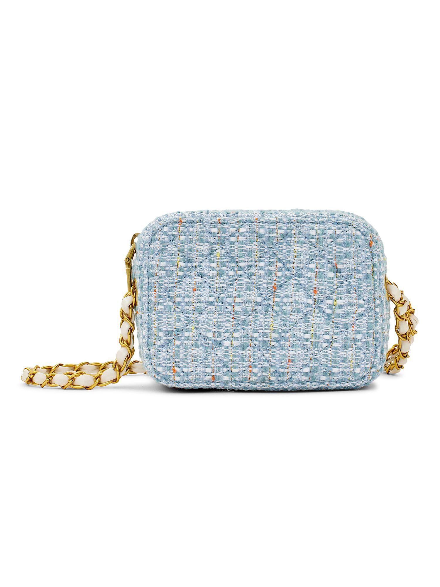 donna tweed mini crossbody bag for women -blue (s)