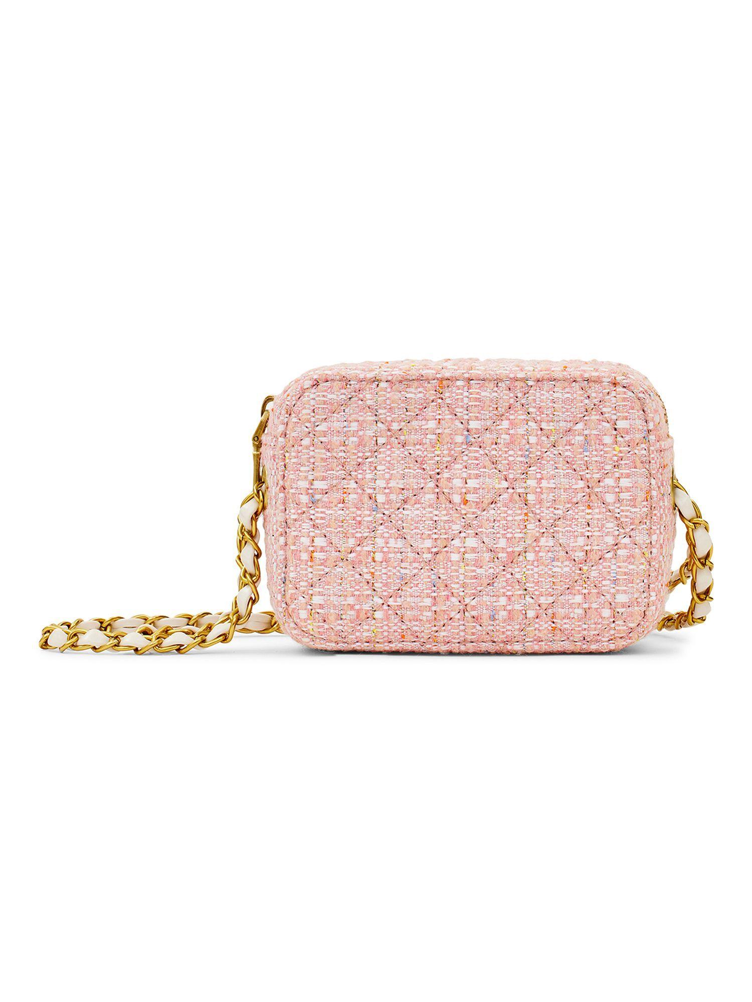 donna tweed mini crossbody bag for women -pink (s)