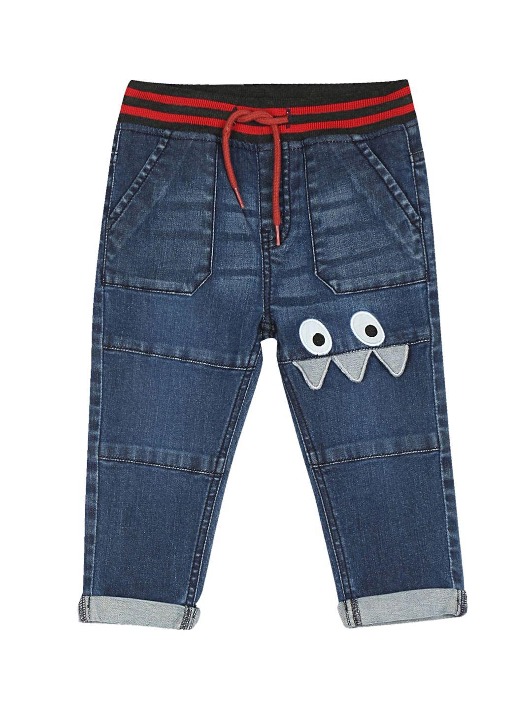 donuts boys blue & white light fade applique jeans