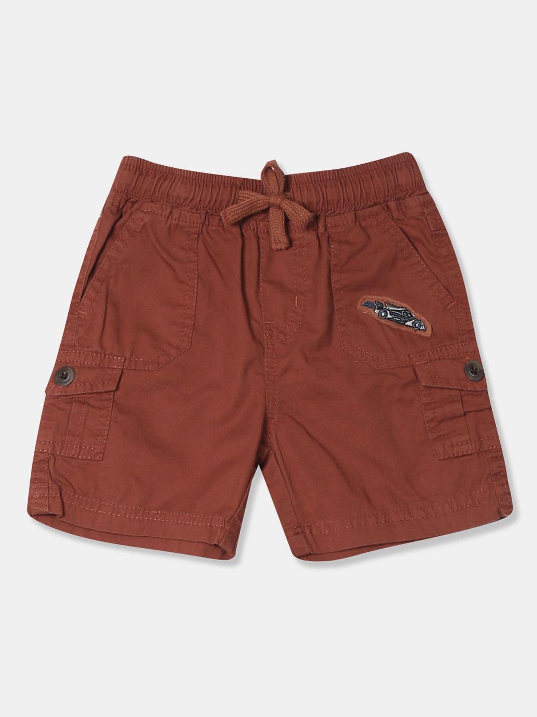donuts boys brown solid regular fit cargo shorts