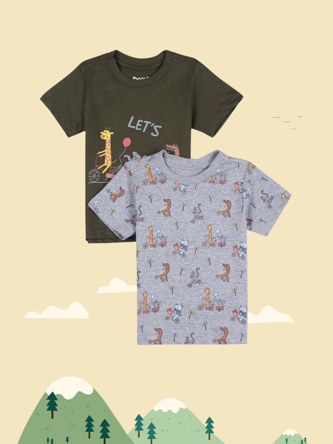 donuts boys pack of 2 multicoloured printed t-shirt