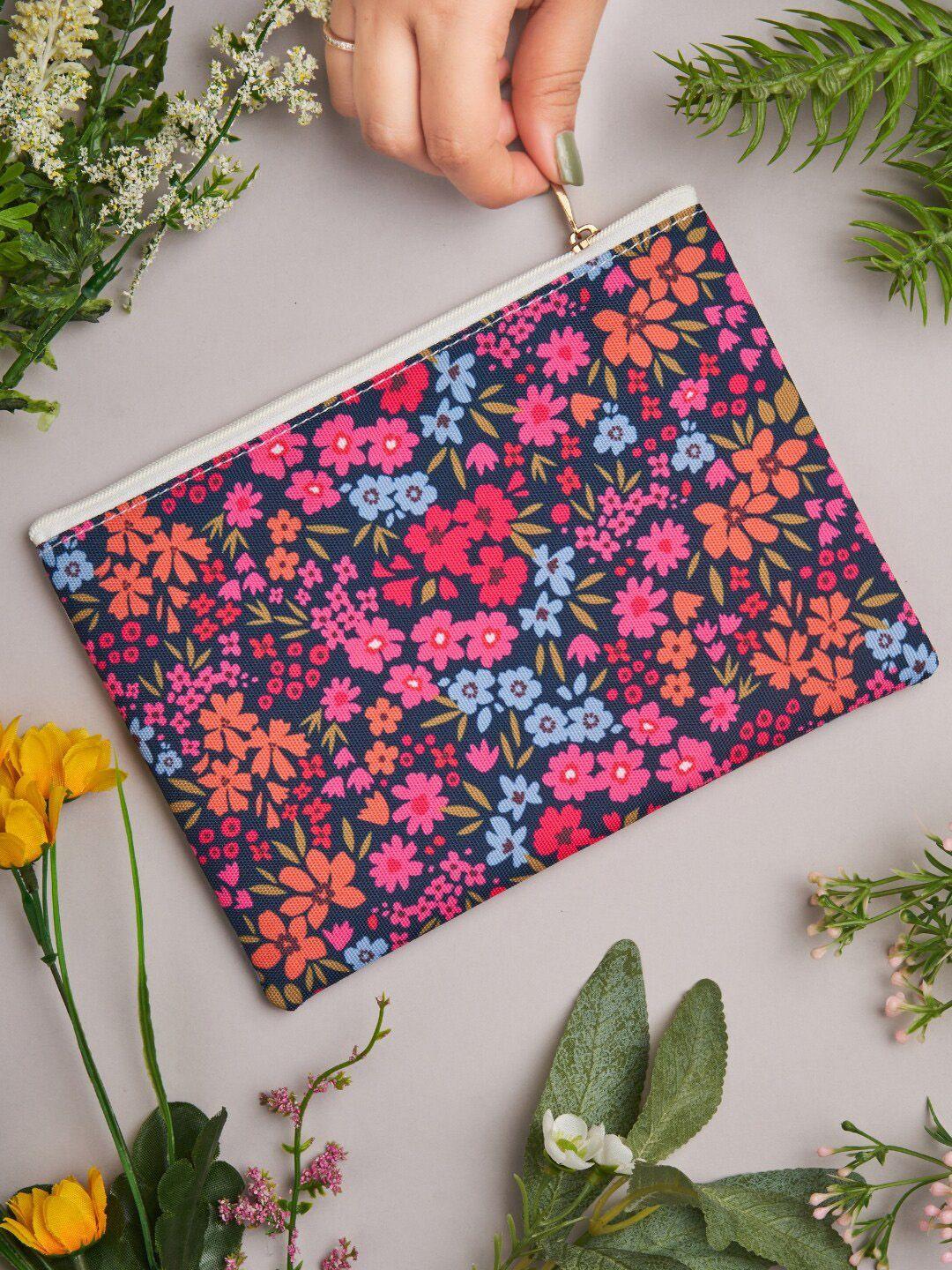 doodle floral printed cosmetic pouch
