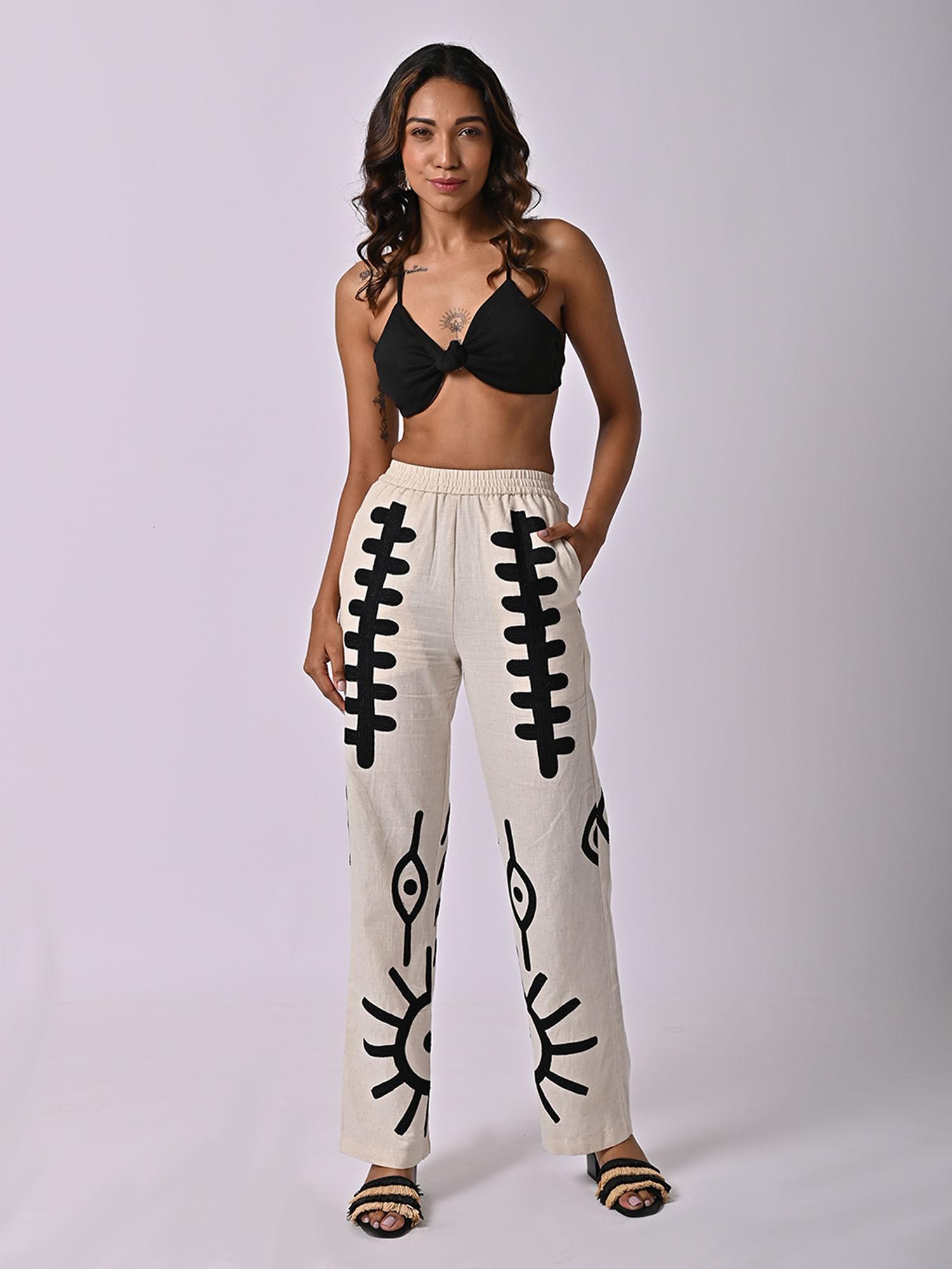 doodle embroidered pant