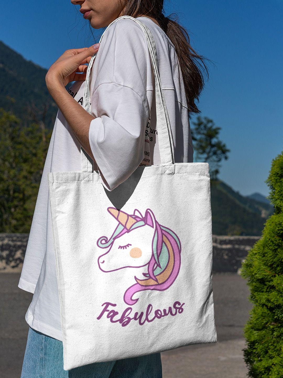 doodle fabulous unicorn printed cotton shopper tote bag