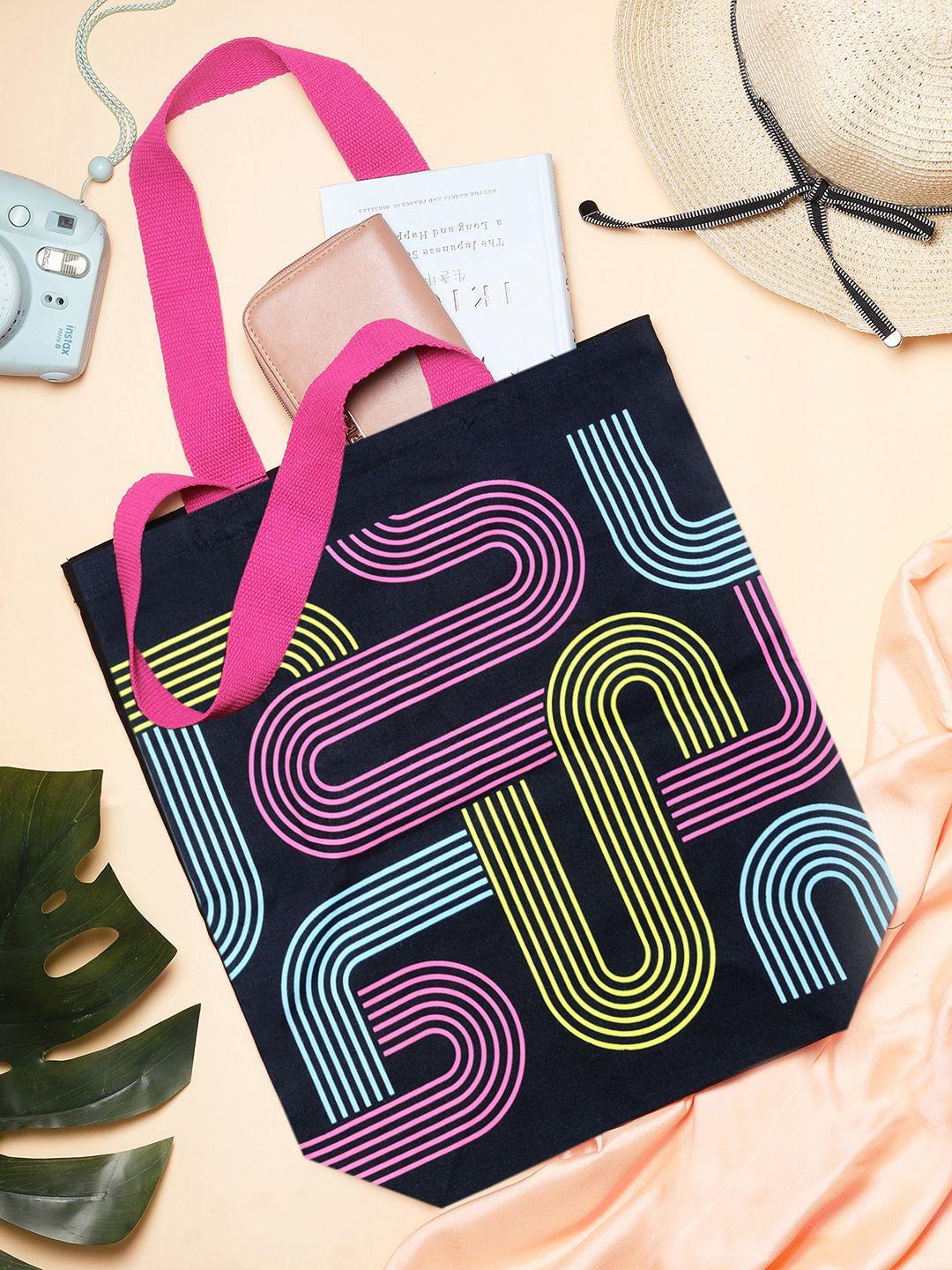 doodle retail therapy geometric printed cotton structured tote bag